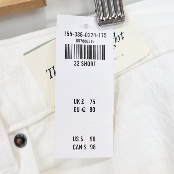 NWT Abercrombie & Fitch The Mid Rise '90s Straight Raw Hem Jean White 32/14 S - Picture 10 of 10